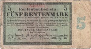 Fünfmarkschein der Rentenbank von 1923, Ro. 156, Vorderseite