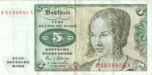 Fünfmarkschein der Deutsche Bundesbank, erste Serie, Vorderseite