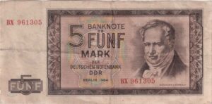 Fünfmarkschein der DDR von 1957, Ro. 354, Vorderseite