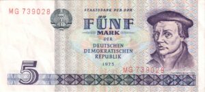 Fünfmarkschein der DDR 1975