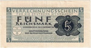 Fünfmarkschein der Wehrmacht von 1944 , Ro. 512, Vorderseite